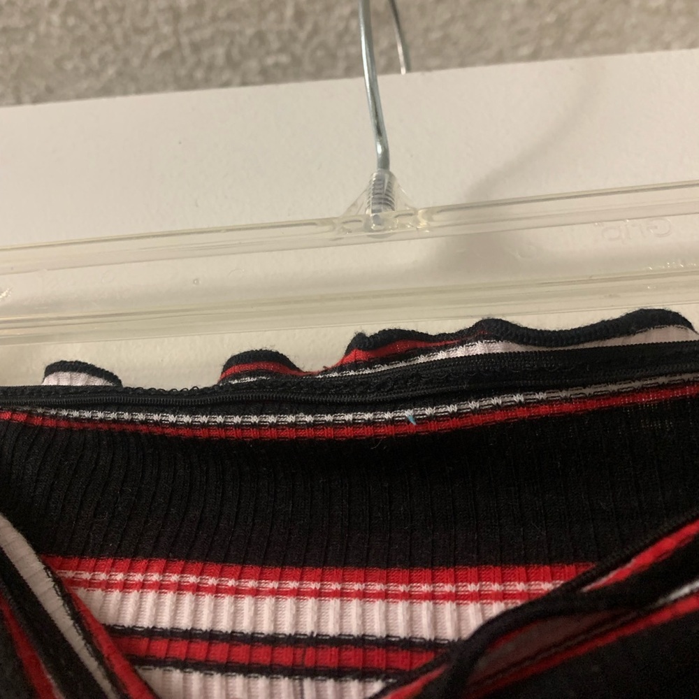 Striped Print Ribbed Knit Crop Tube Top - Picture 6 of 7